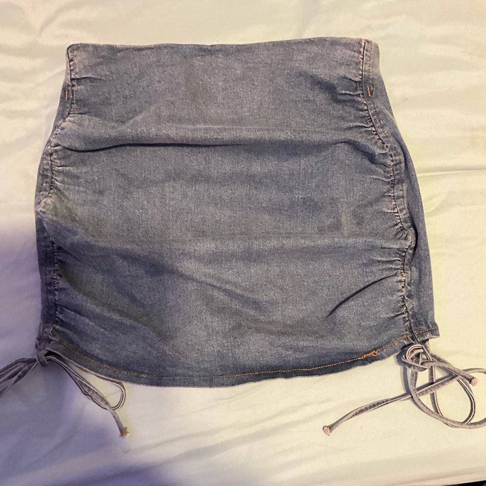 SHEIN Blue Ruched Pencil Mini Skirt